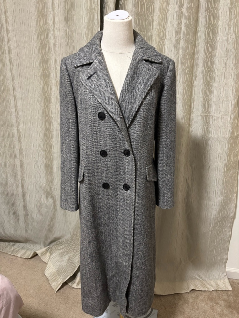 Arlette 100% wool double breasted long coat